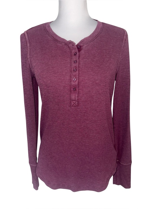GAP Tops - Gap Women’s Small Plum Ribbed Henley Long Sleeve Stretch Knit Top Shirt Y2K